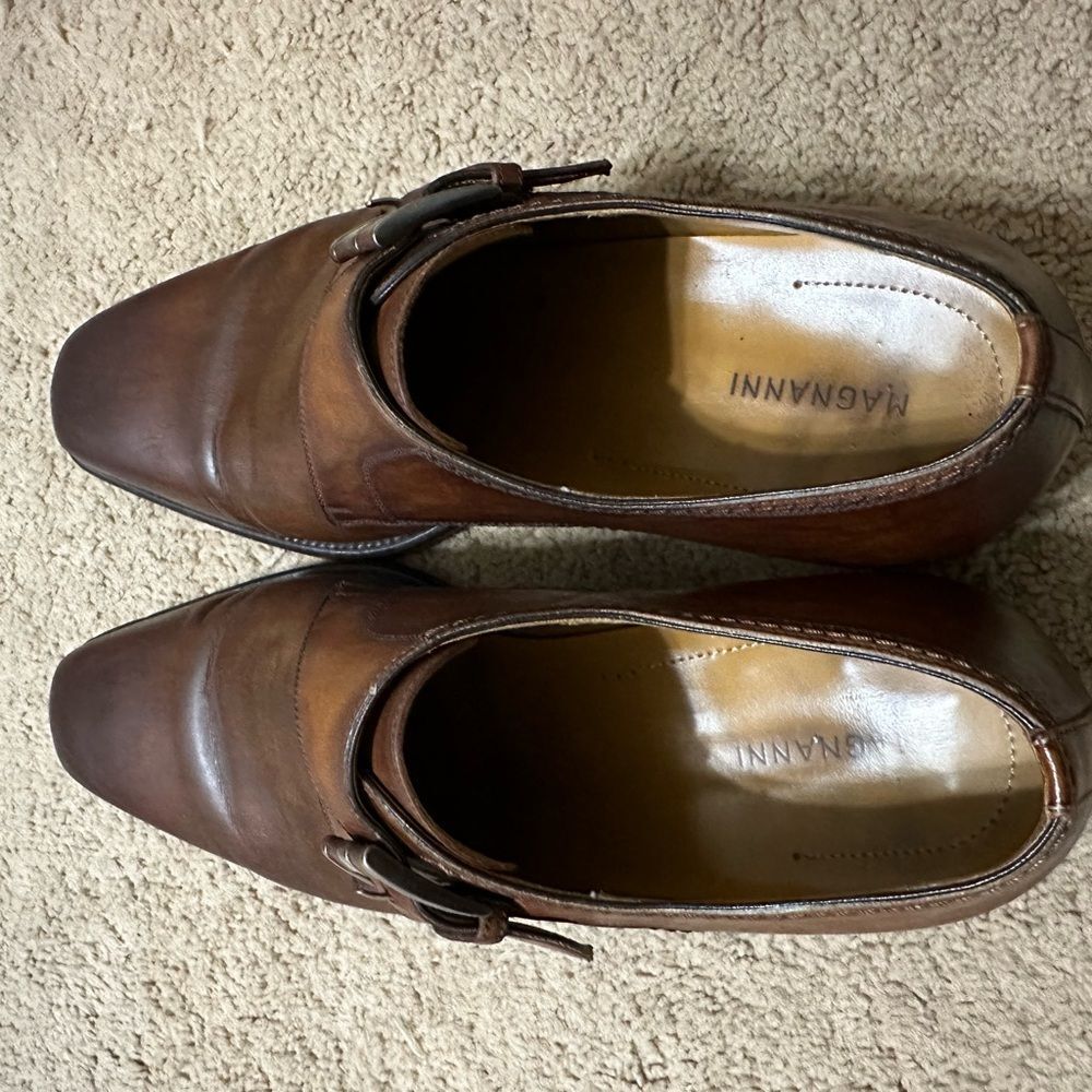 Men's Magnanni Marco II Monk Strap Leather Dress Shoes - Picture 3 of 10